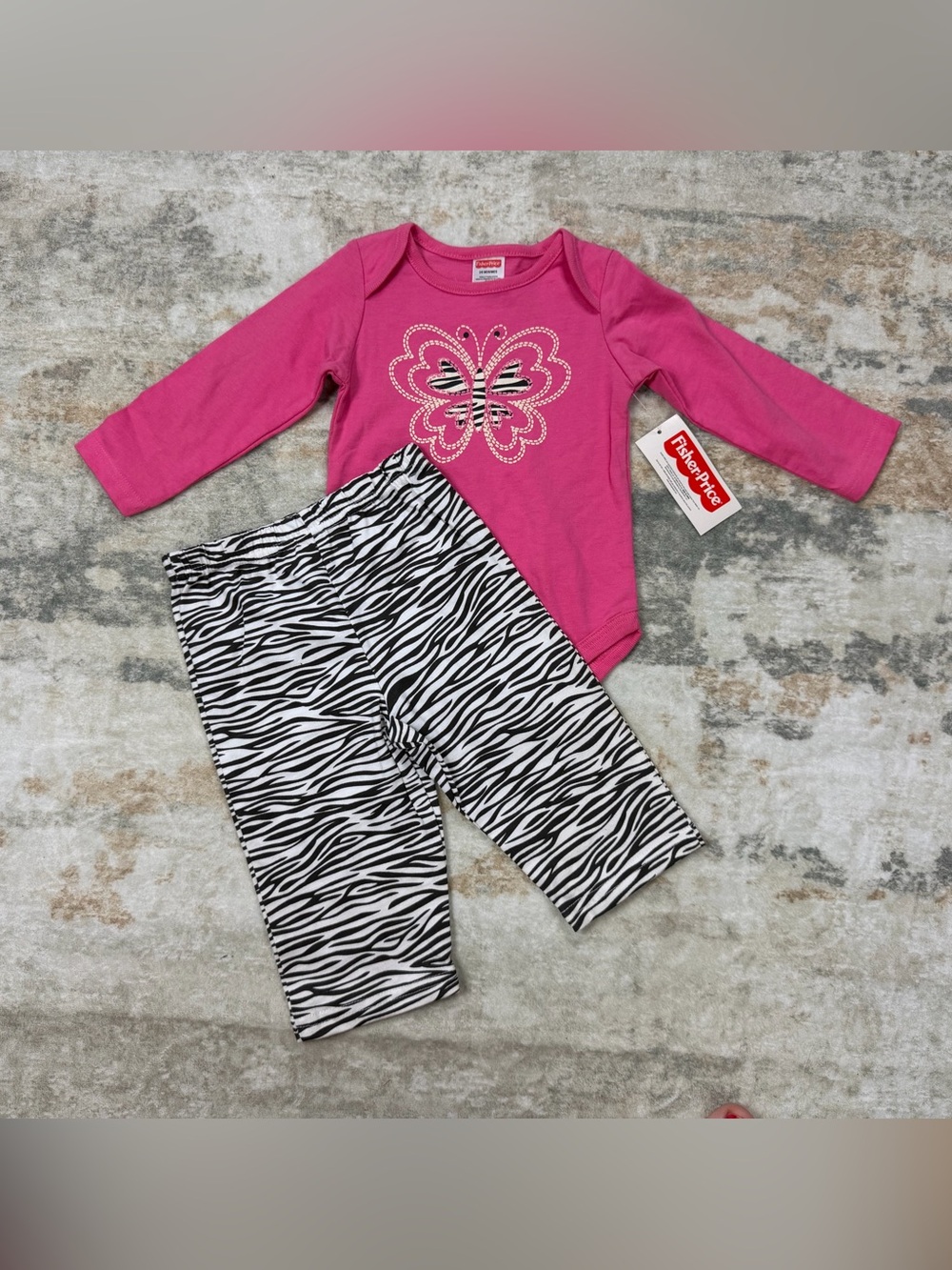 2011 Fisher-Price Baby Girl Butterfly Zebra Outfit Set 3/6M NWT